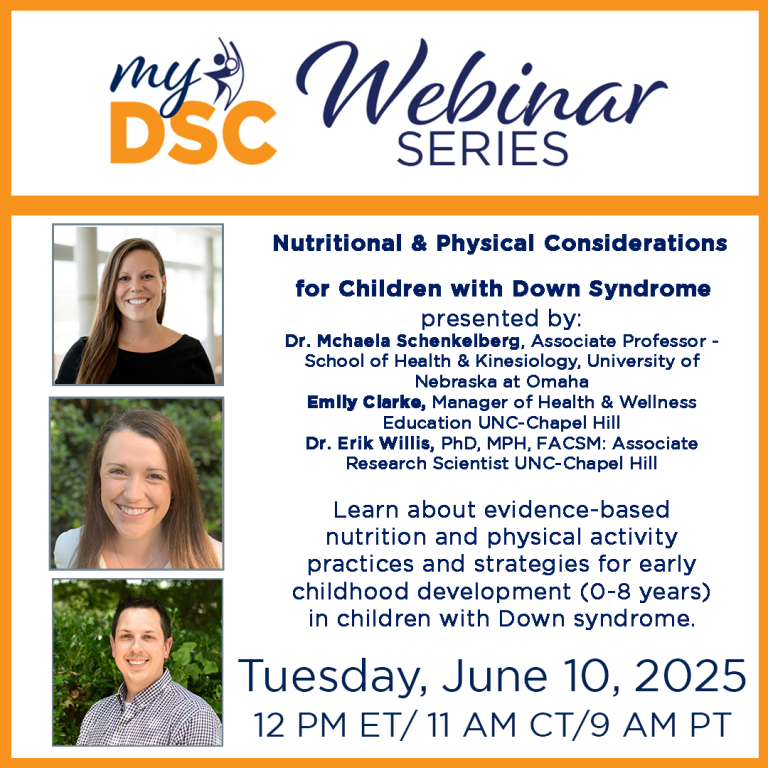 Webinar about Nutrition and Physical Activity for children with Down syndrome on June 10.